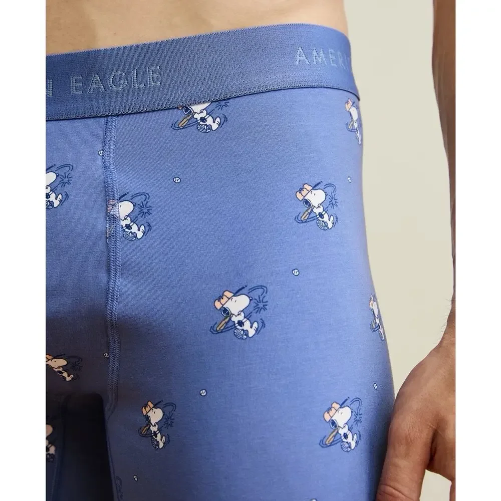 NWT! American Eagle Men’s [L] AEO AE Blue Snoopy Baseball 6” Boxer Briefs Ultra
